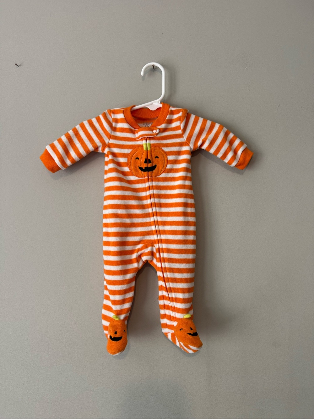Carters Orange Striped Pumpkin Footed One-Piece